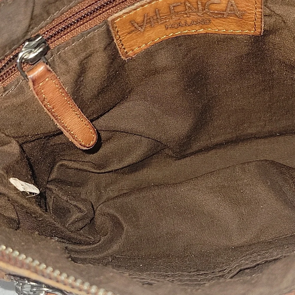 Vilenca Holland for Anthropologie Woven Leather Crossbody Bag in Tan